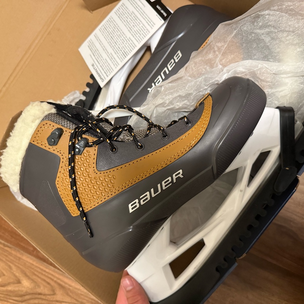 Bauer Gray and Brown Ice Skates with Durable Design